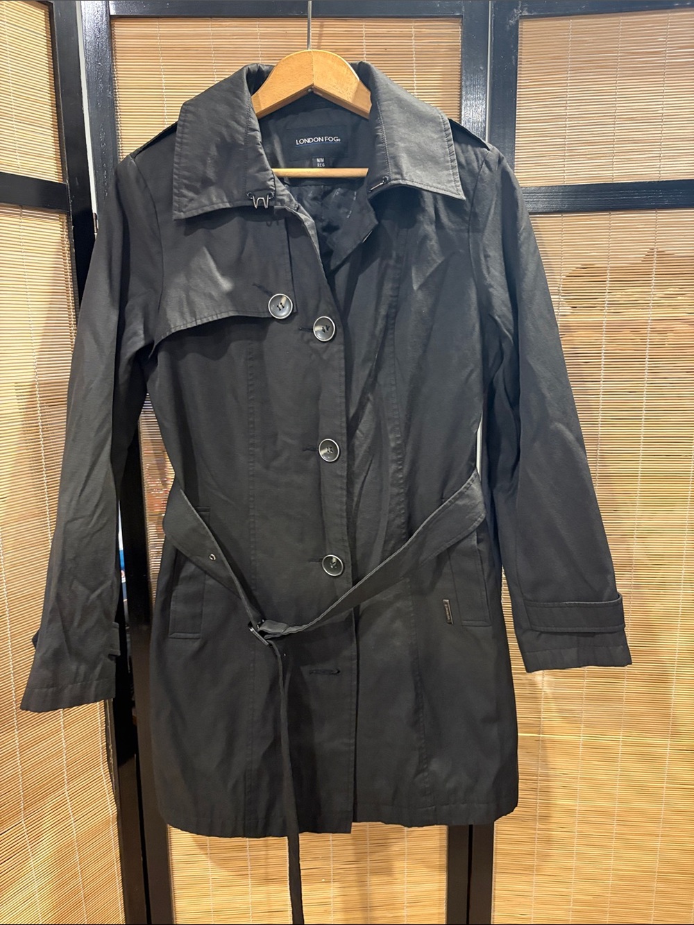 London Fog Black Belted Trench Coat